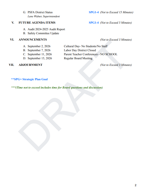 Draft Agenda 9.1.26