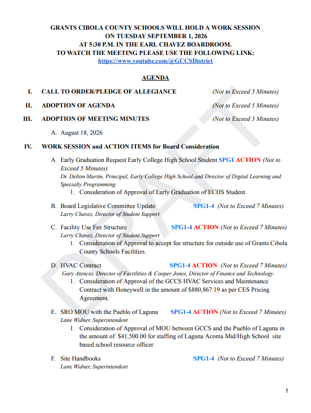 Draft Agenda 9.1.26