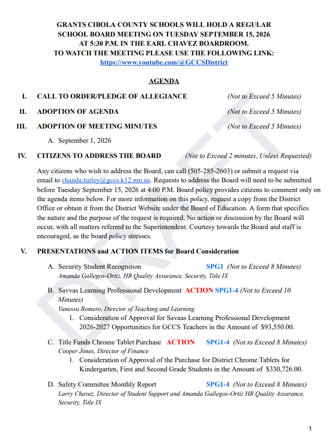 Agenda 9.15.26