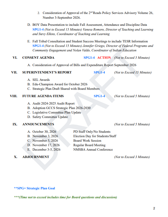 Agenda October 20, 2026