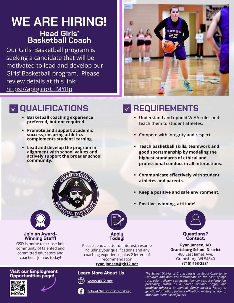 Girls Basketbll - Head Coach- position opening