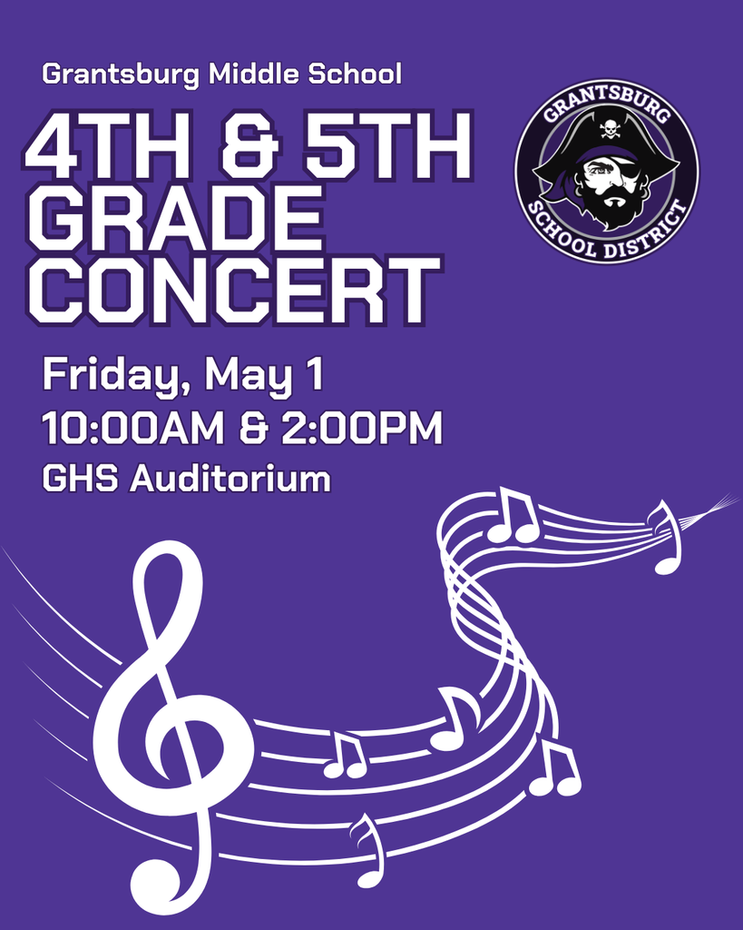 4th and 5th Grade Concert flyer- May 1- 10 am and 2 pm in the GHS Auditorium