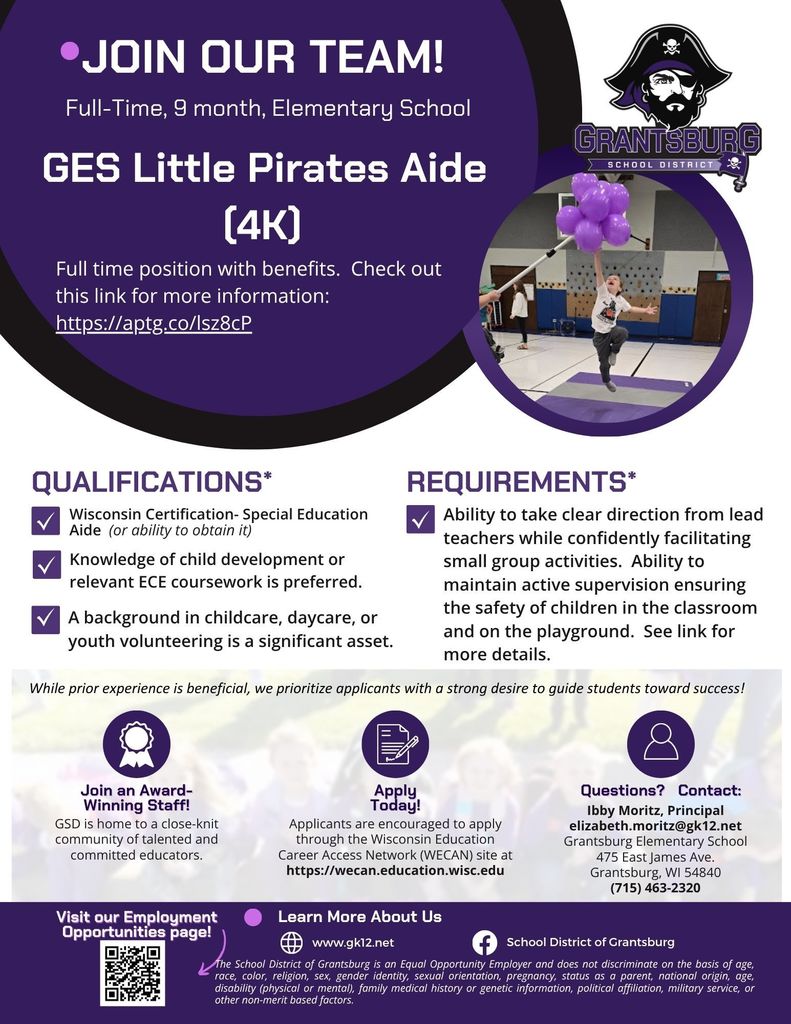 Little Pirates (4K) job posting- Education Aide