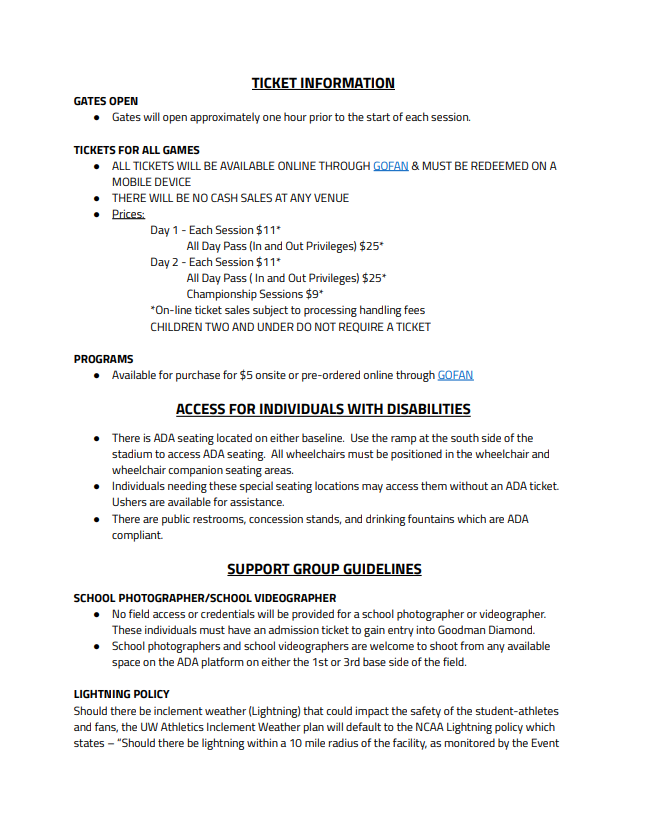 Ticket Information