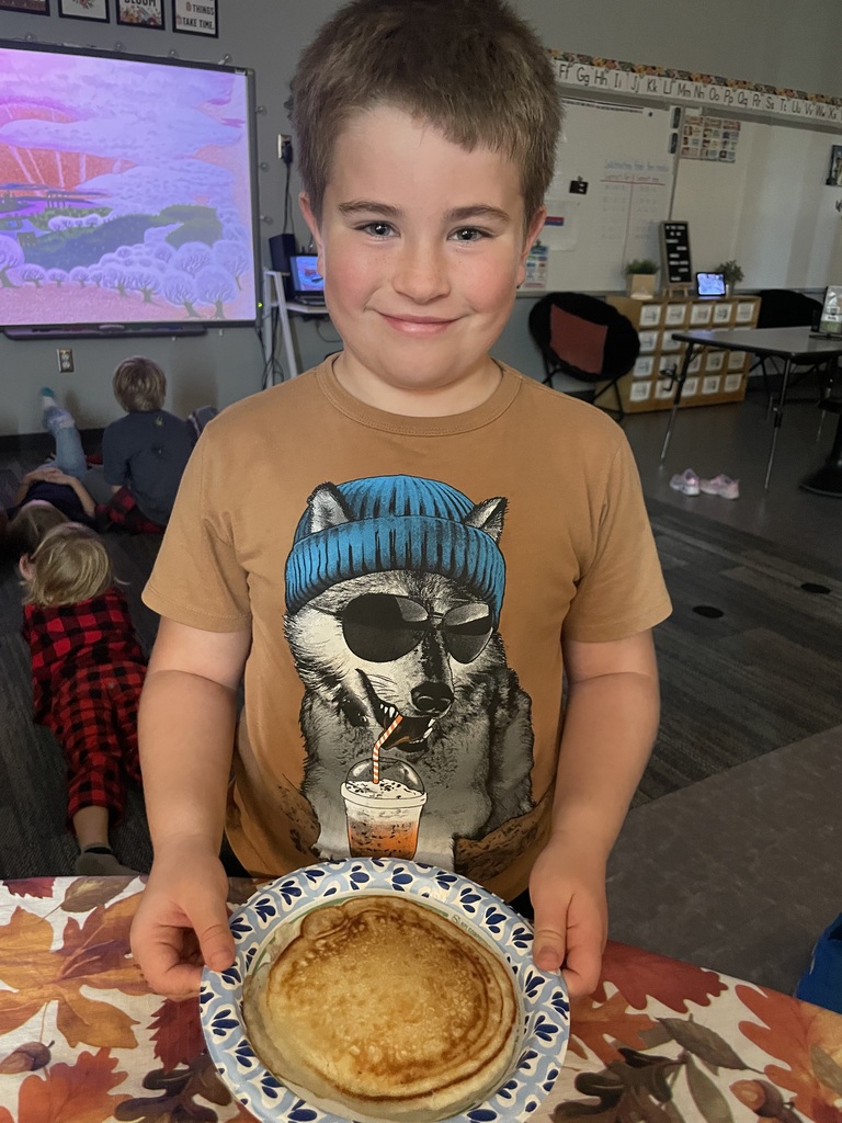 A student enjoys their flapjacks.