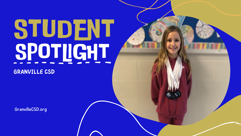 Ella Mead at GES with a handful of medals