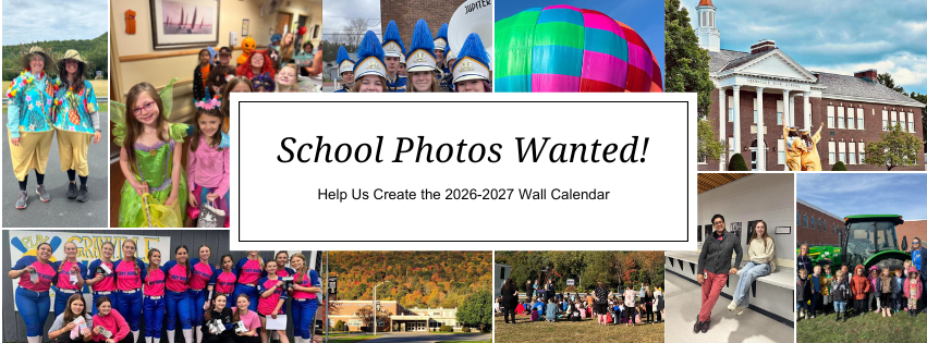 School Photos Wanted! Help us create the 2026-2027 wall calendar. Send in contributions of photos. 