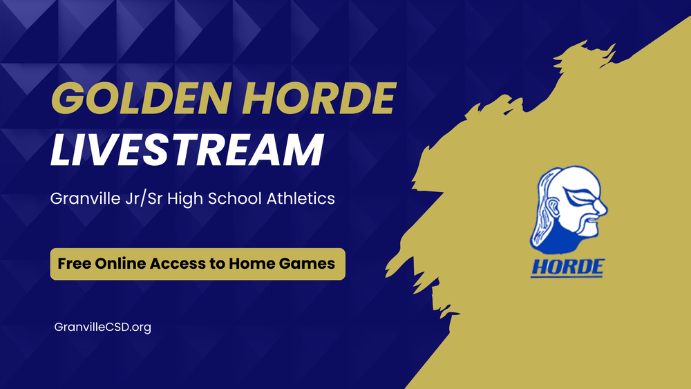 Image of blue and gold that says Golden Horde Livestream