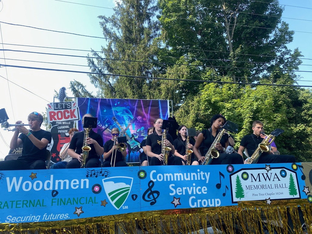 MWA Carnival Parade and a picture of the Jr/Sr High Jazz Band performing