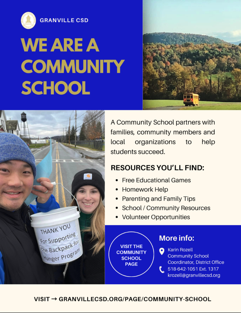 Visit the Community School page on GranvilleCSD.org for free educational resources. Search "community school" in the search bar.