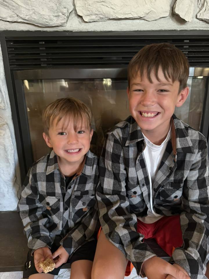 Flannel Day Picture 1 - Two boys in black and white flannel