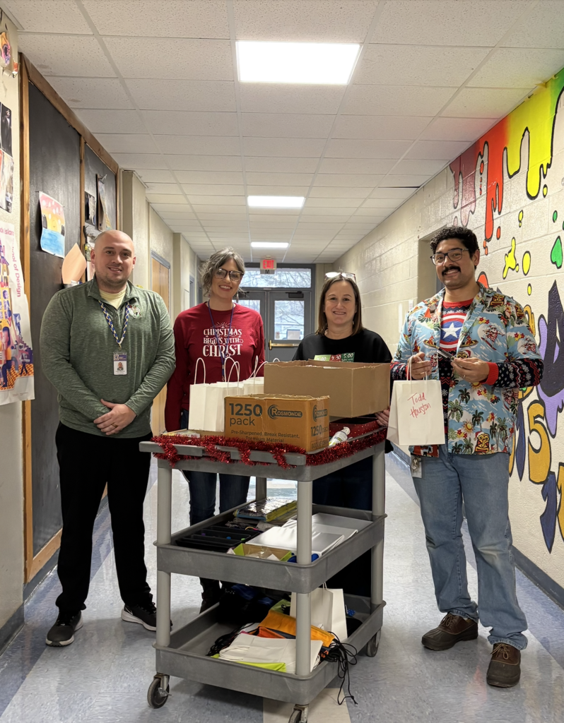Jr/Sr High - Principal Nassivera, Ms. Banta, Mrs. Vogel and Art Teacher Mr. Houston in the Art Wing 