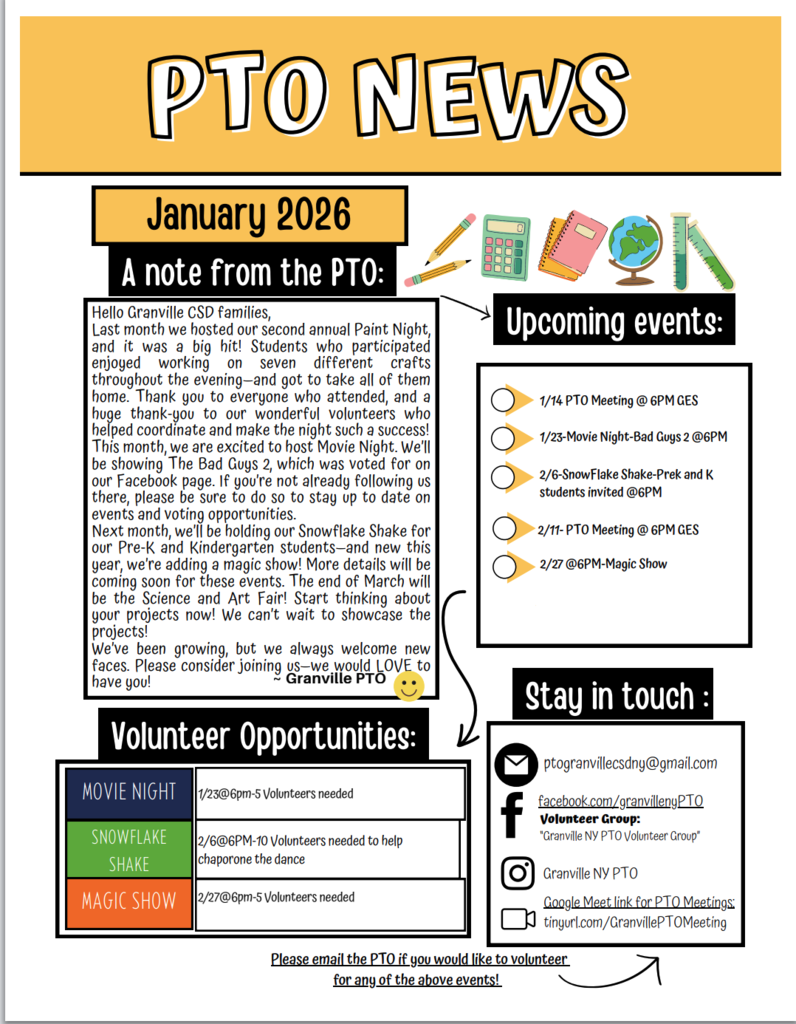PTO newsletter for January 2026