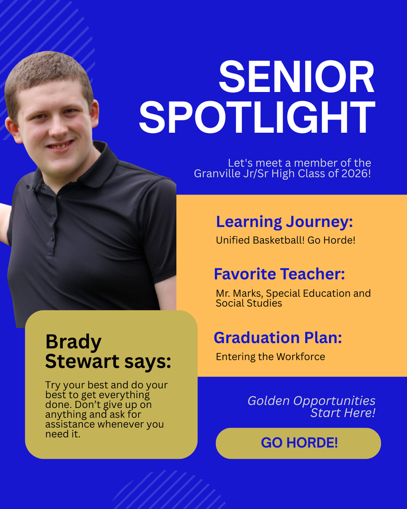 Brady Stewart is entering the workforce. His favorite teacher is Mr. Marks, Special Education and Social Studies