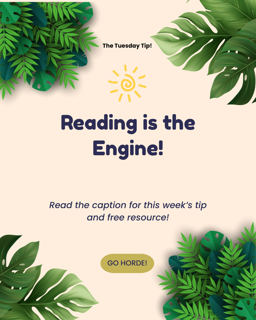 Tuesday Reading Tip from Granville CSD - Reading is the Engine! Read the caption of the post for more info and free resource. 