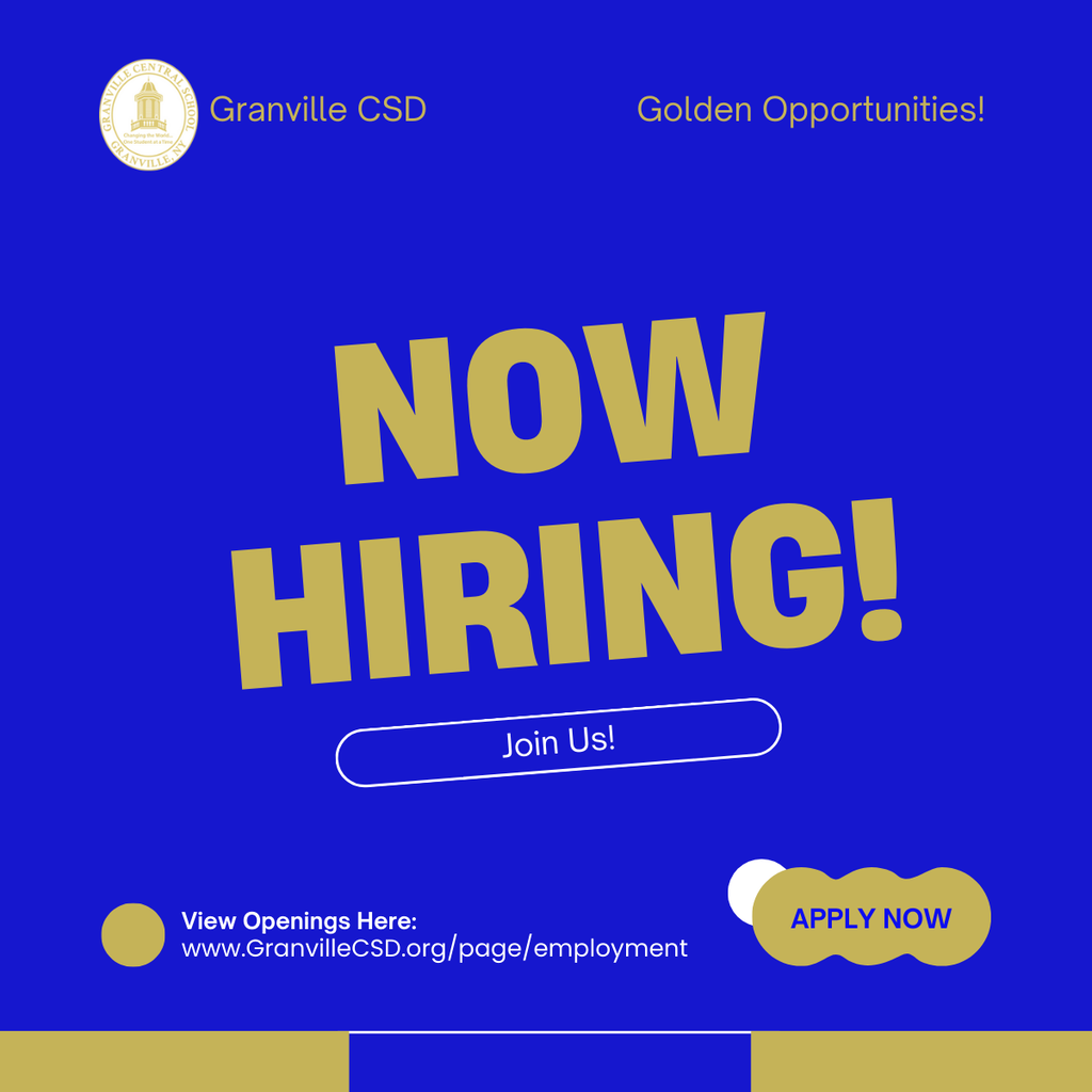 Granville CSD is hiring and needs bus drivers - substitutes, van and SUV drivers and those who want to train for their CDL to drive the big yellow buses
