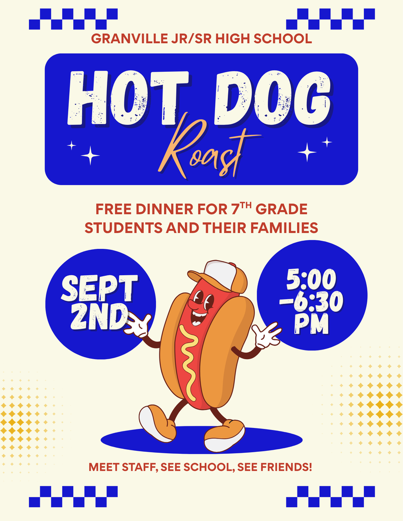 7th grade hot dog roast is 9/2 at 5pm - 6:30 pm at the Jr/Sr High