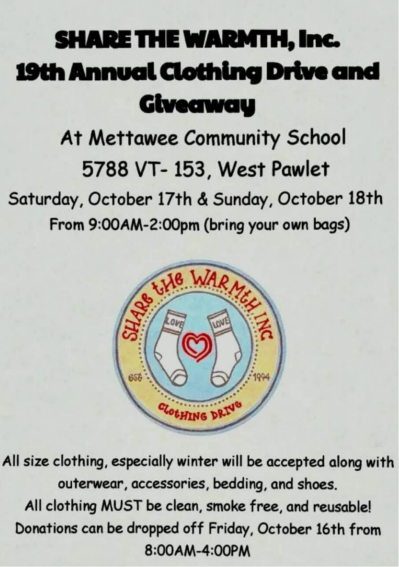 Share the Warmth Clothing Giveaway Flyer