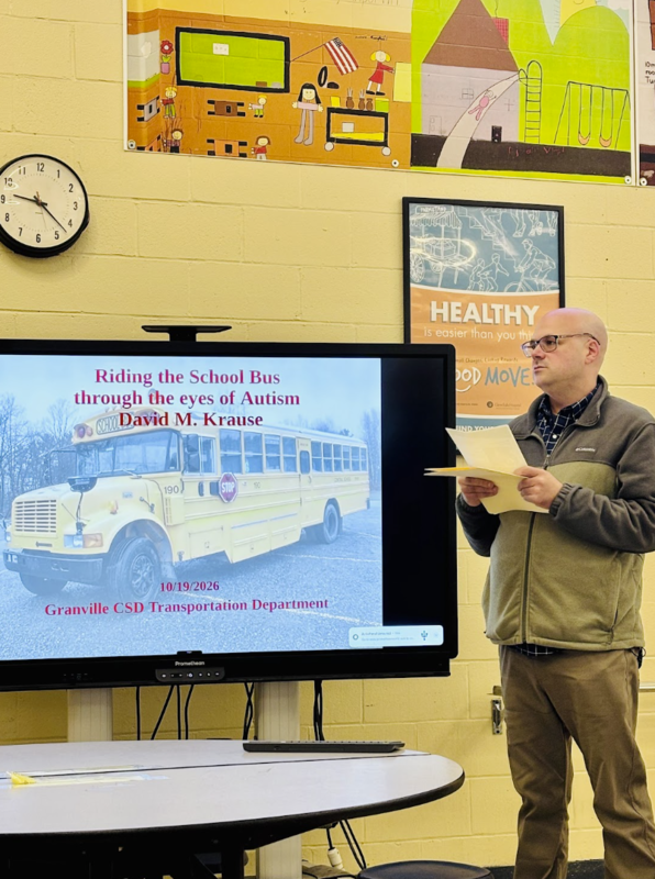 Mr. Krause presenting to bus drivers