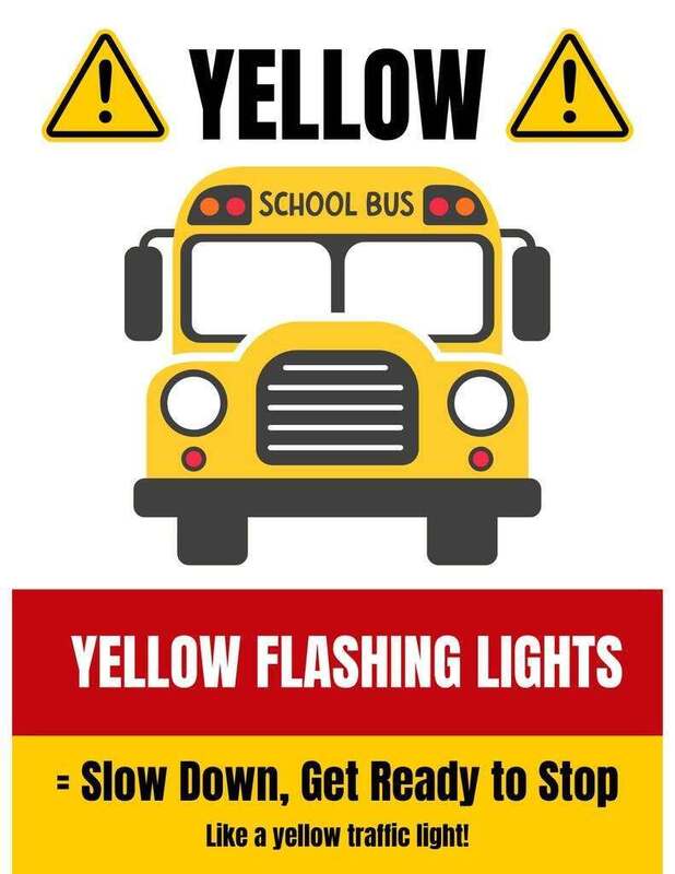 flyer for yellow flashing lights on a school bus = slow down to stop