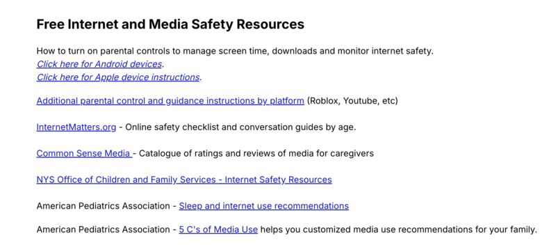free internet and media safety resources from granville csd's community resources - a list of links