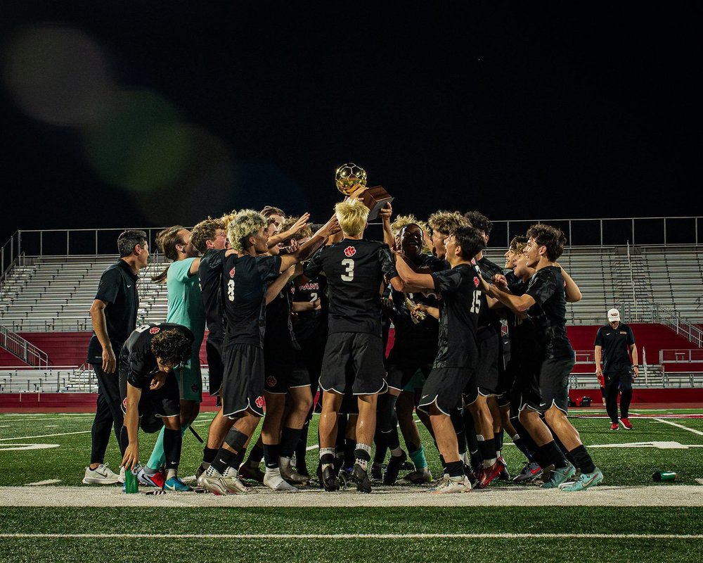 CHHS Boys Soccer Team Celebrating Bi-District Win