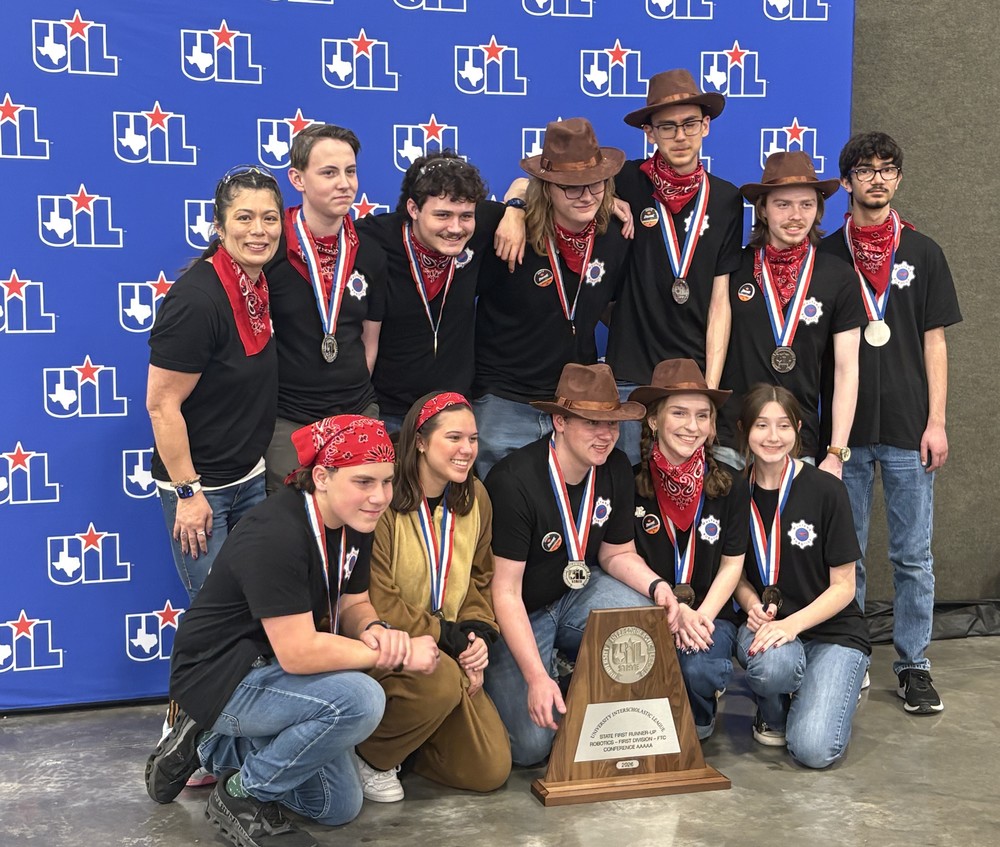 GHS Robotics  poses with the UIL trophy