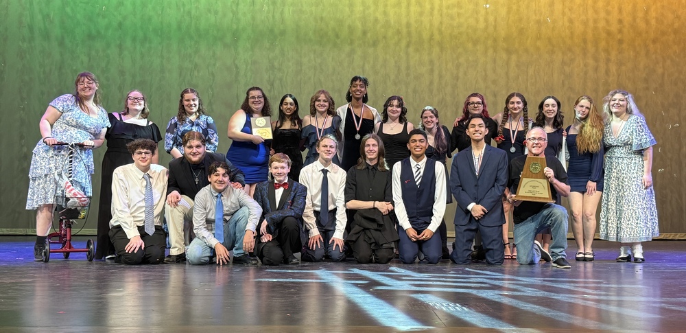 Collegiate Academy Group Photo with Bi-District Trophy