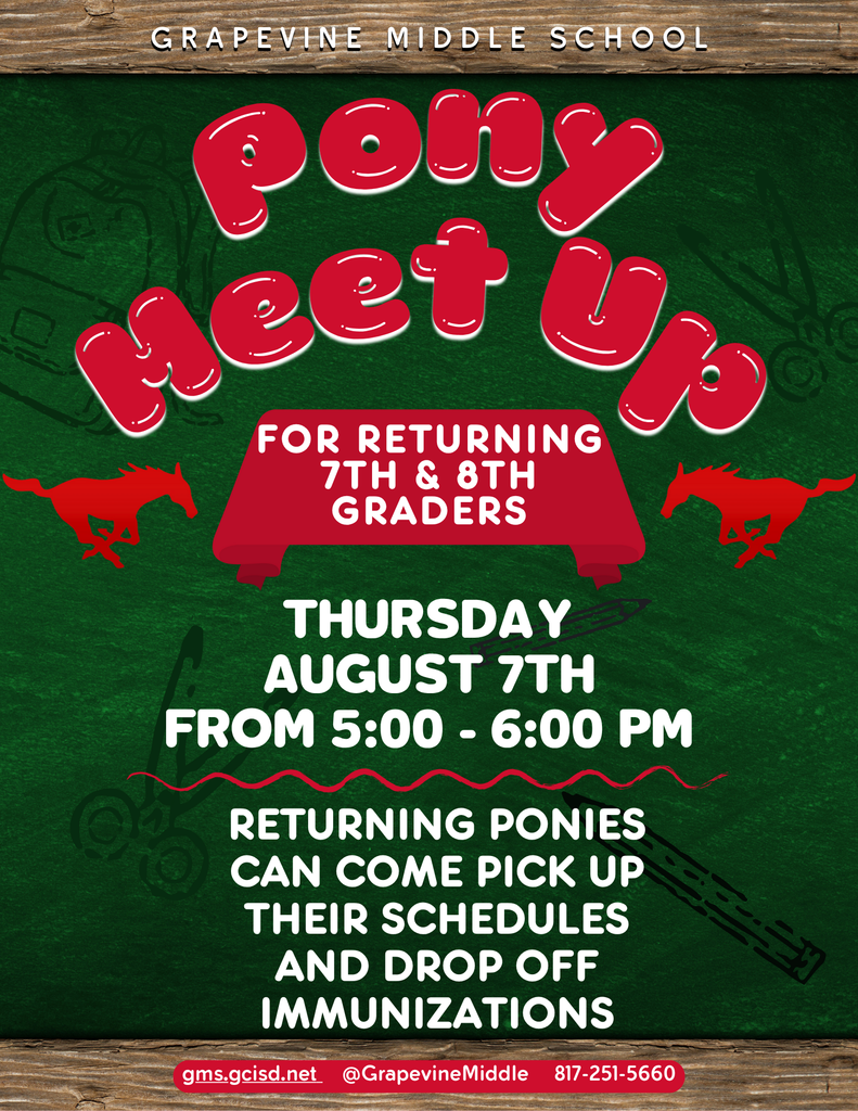 Returning Ponies! Schedule pick up is on Thursday, August 7th from 5-6 PM. Come by and grab your schedule and drop off any new immunization records. 