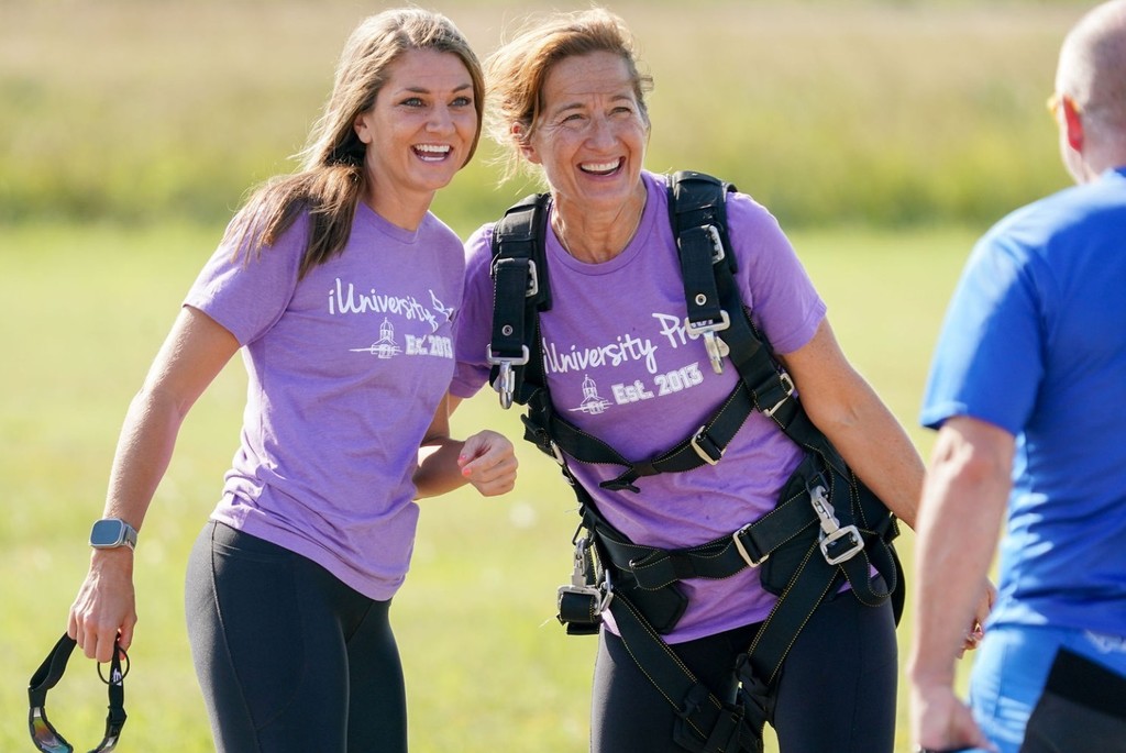Two iUniversity Prep teachers skydiving