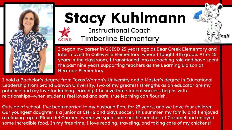 Stacy Kuhlmann - Includes a bio and photo