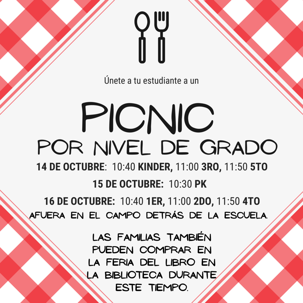 unete a tu estudiante a un picnic por nivel de grado afuera en el campo detras de la escuela