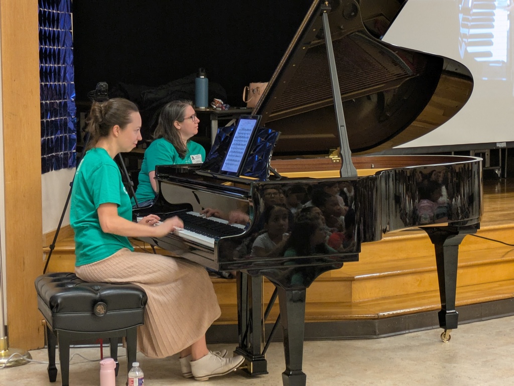 A pianist plays a grand piano