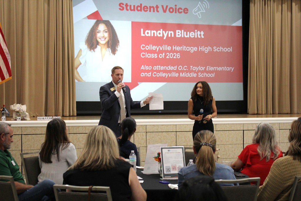 Superintendent and student spoke at the Colleyville Chamber of Commerce