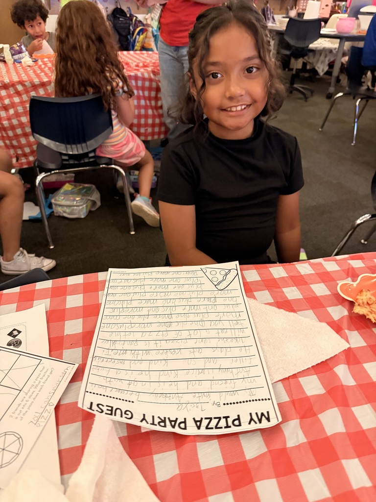 Pizza party in Ms. Saum's class