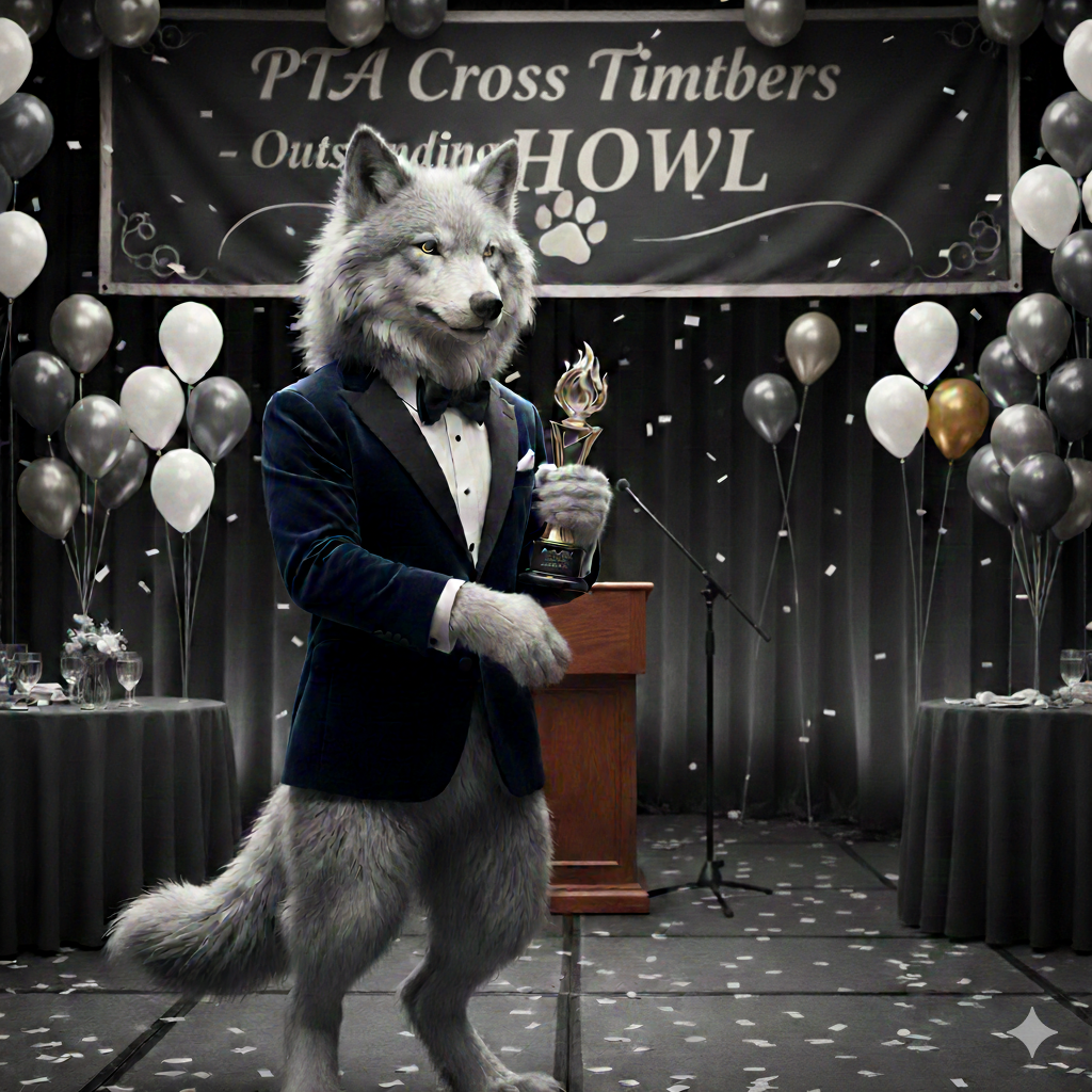 Wolf Holding an Award