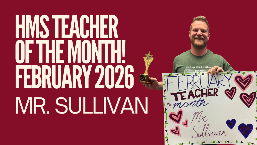 Mr. Sullivan holding a Teacher of the Month poster