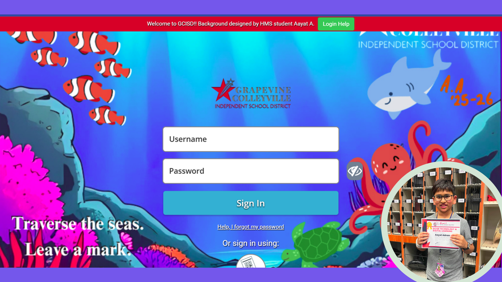 Classlink background Challenge Winner with his design and a photo of him holding a certificate for his win.