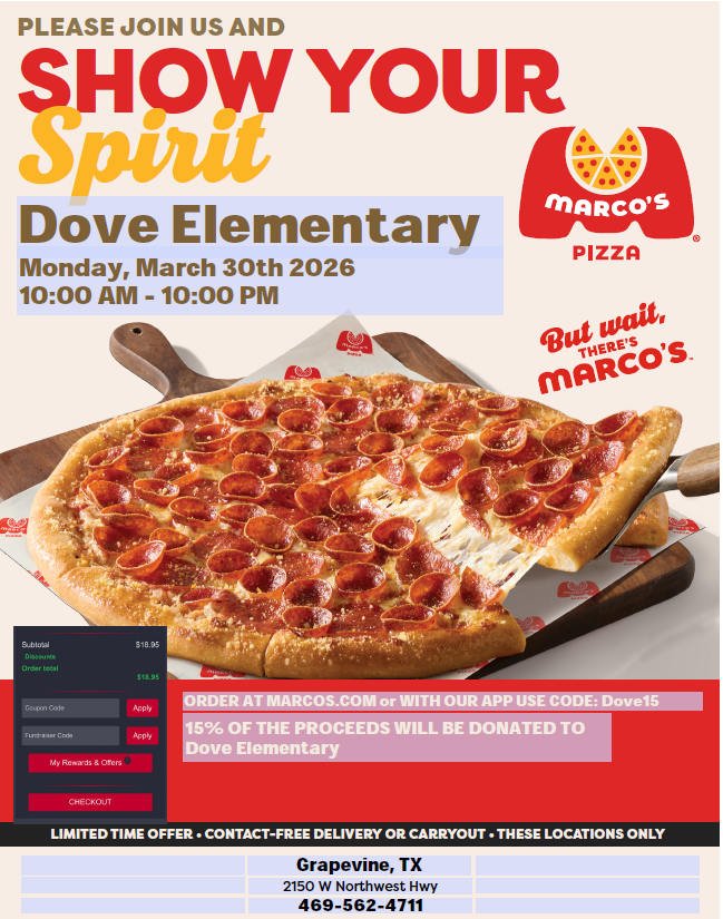 cream background with red and yellow writing, Marco's pizza log with a large pepperoni pizza in the middle