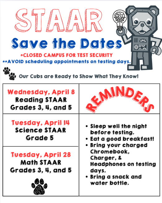 STAAR Testing  Reminders