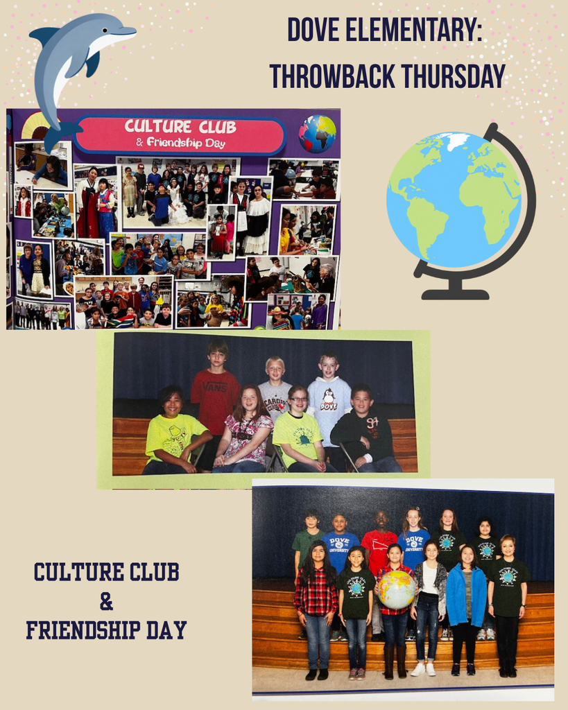beige background with black writing, cartoon globe in corner, 3 color pictures of students participating in culture club activities
