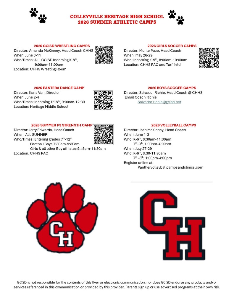 List of CHHS Summer Camps being held at CHHS