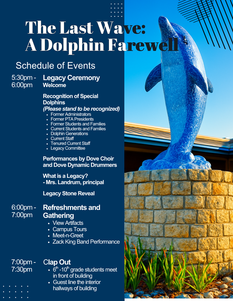 picture of dolphin statue with agenda of the event 