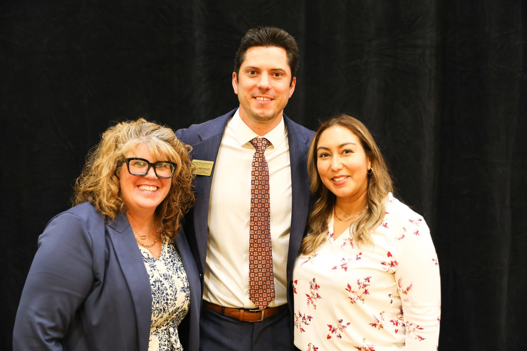 Mr Schillecia with teacher fo the year Mrs Dagger and Paraprofessional of the year Mrs Ana 