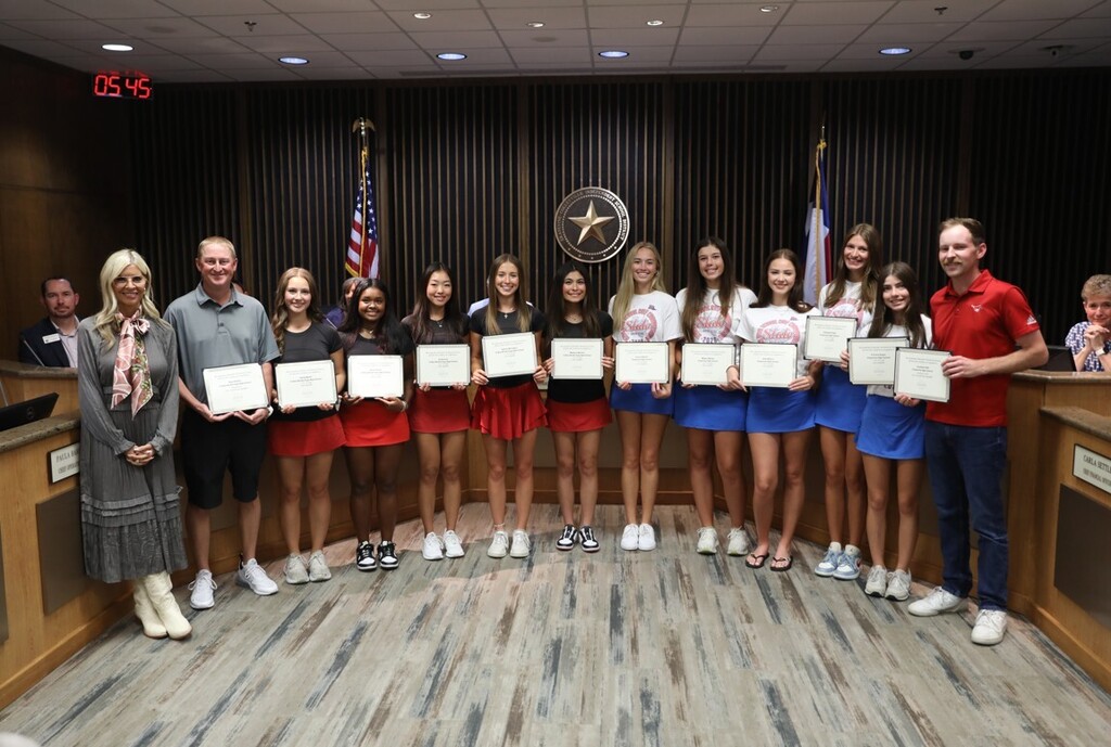 Board meeting student and staff honorees