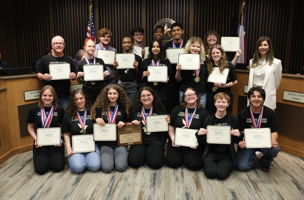 Board meeting student and staff honorees