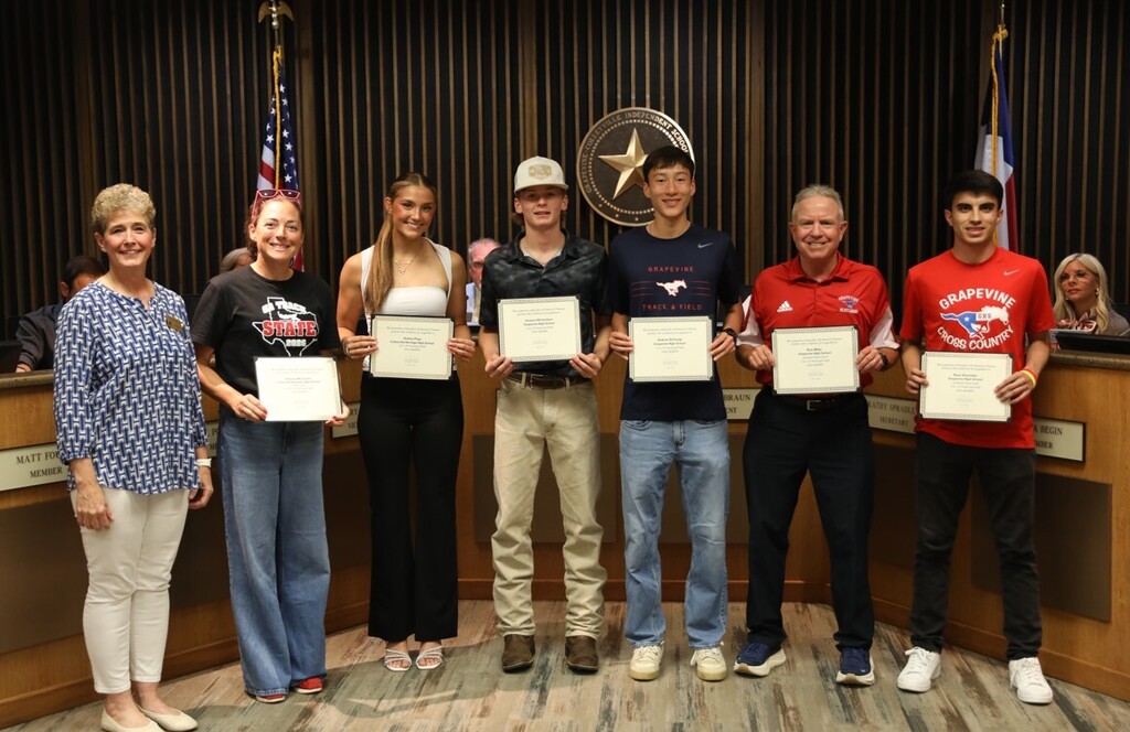 Board meeting student and staff honorees