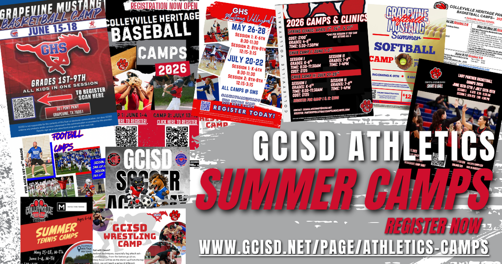 Graphic of flyers for athletics camps