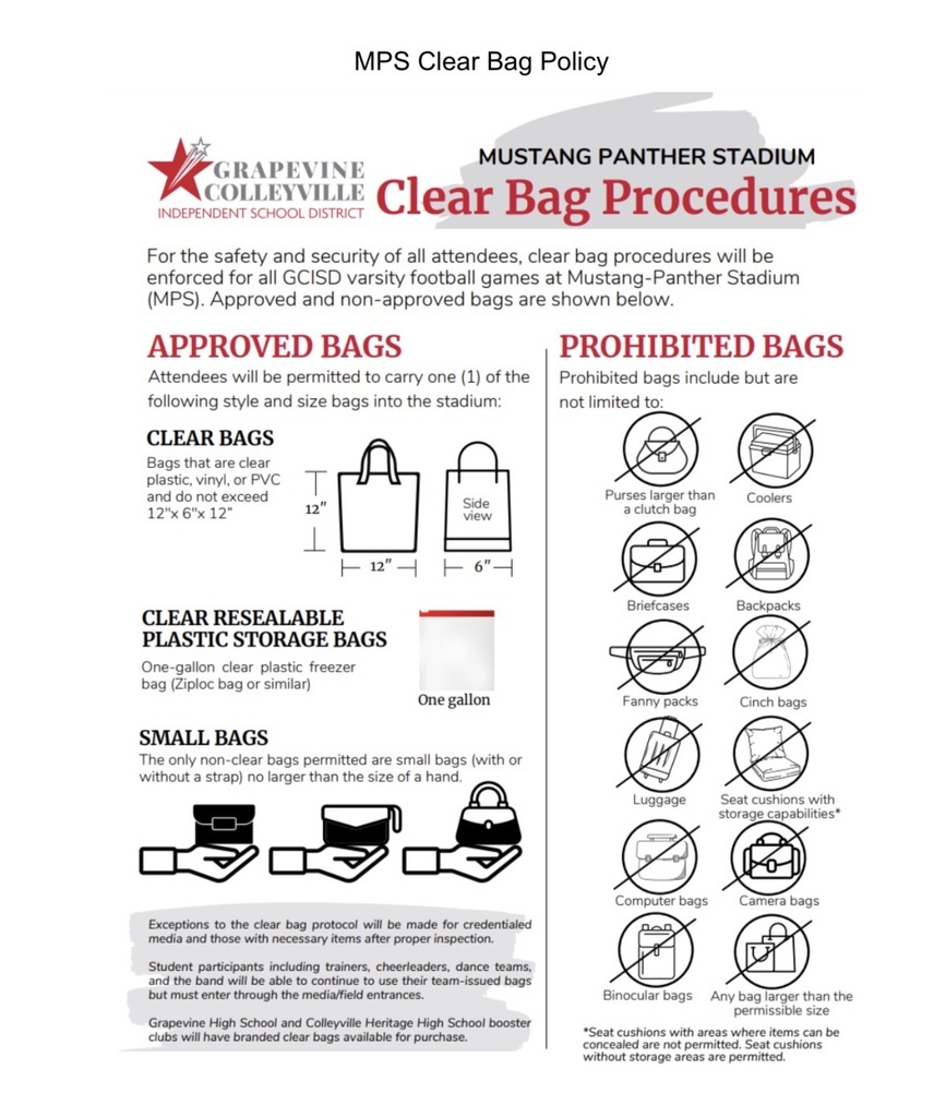 Stadium clear bag procedures