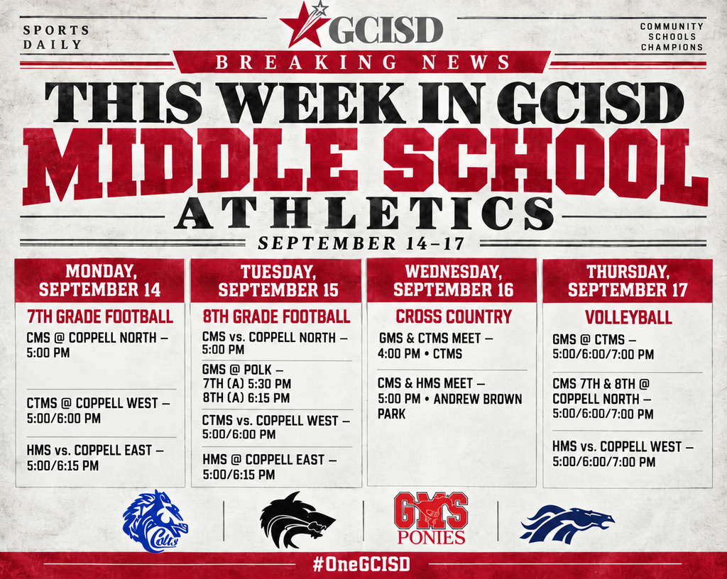 GCISD athletics schedule for the week